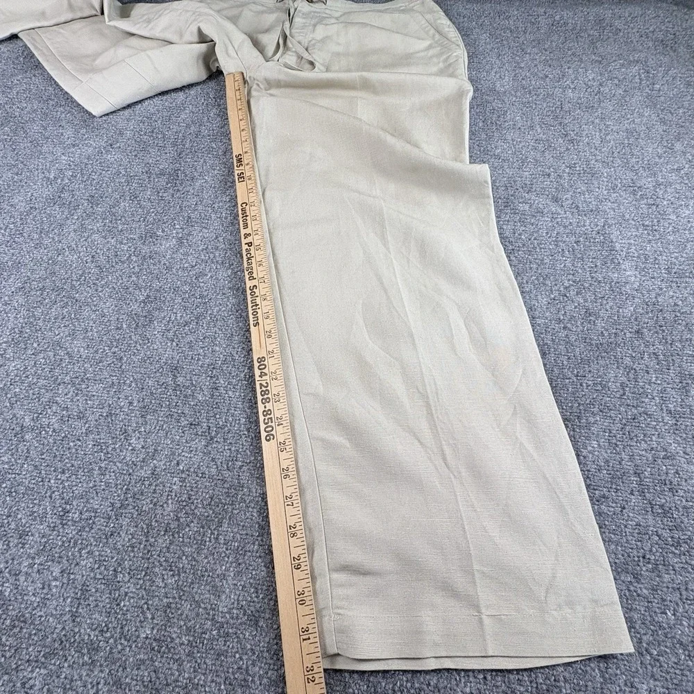 John Henry Pants Men XL 40-42 Beige Linen Blend Cargo Relaxed Coastal Minimalist